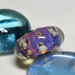 New Elfbeads Glass Bead Sterling Silver Core Charm Rainbow Bubbles